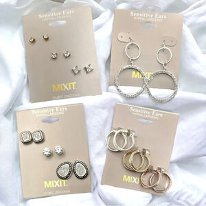 NWT 4 Pack of Mixit Sensitive Ears Hypoallergenic Cubic Zirconia